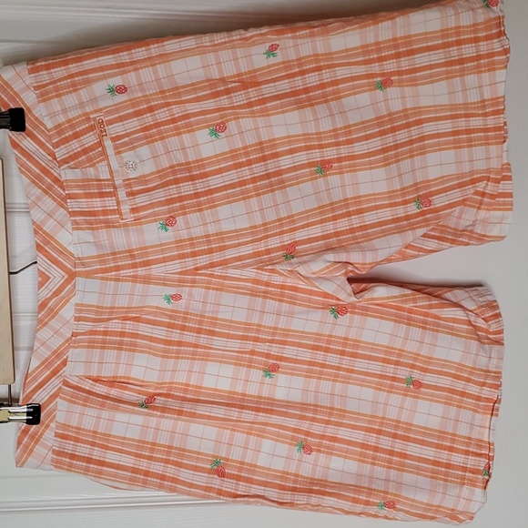 Izod peach plaid pineapple Bermuda shorts - Picture 3 of 7